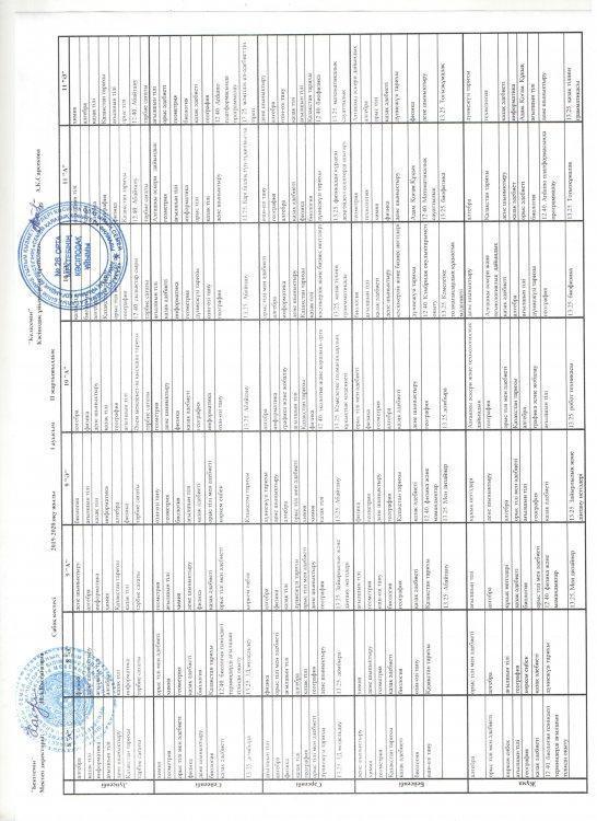 Сабақ кестесі 2019-2020 оқу жылы