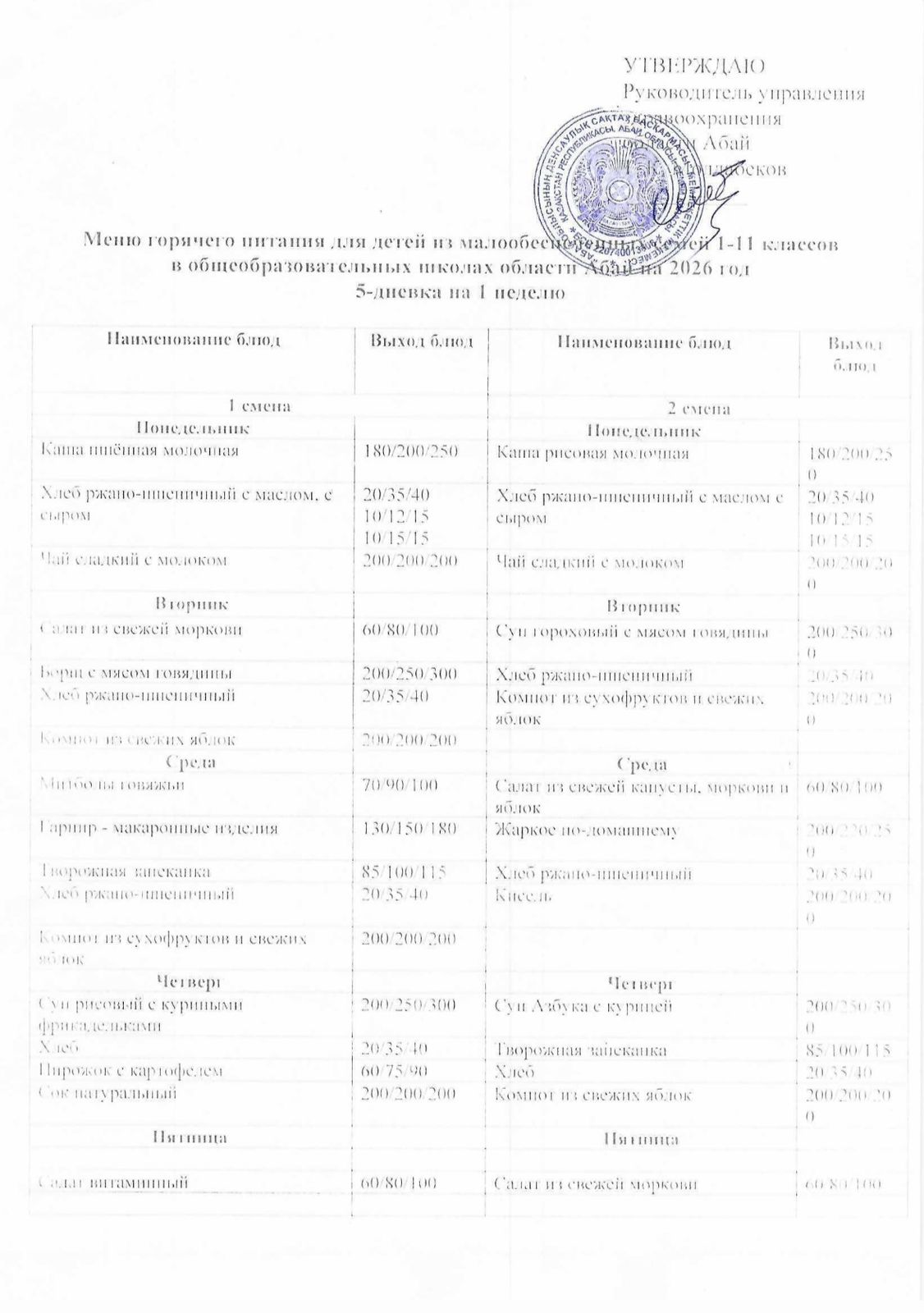 Меню